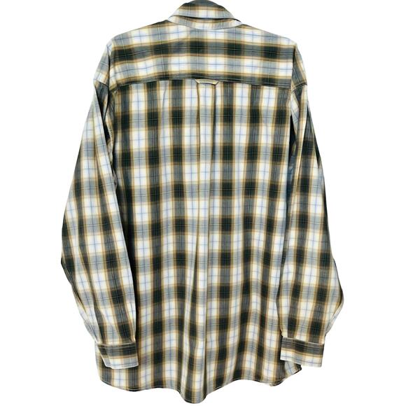 ROPER LONG SLEEVE WESTERN BUTTON SHIRT, MENS, 2XL, YELLOW GREEN WHITE BLUE PLAID - Picture 4 of 12